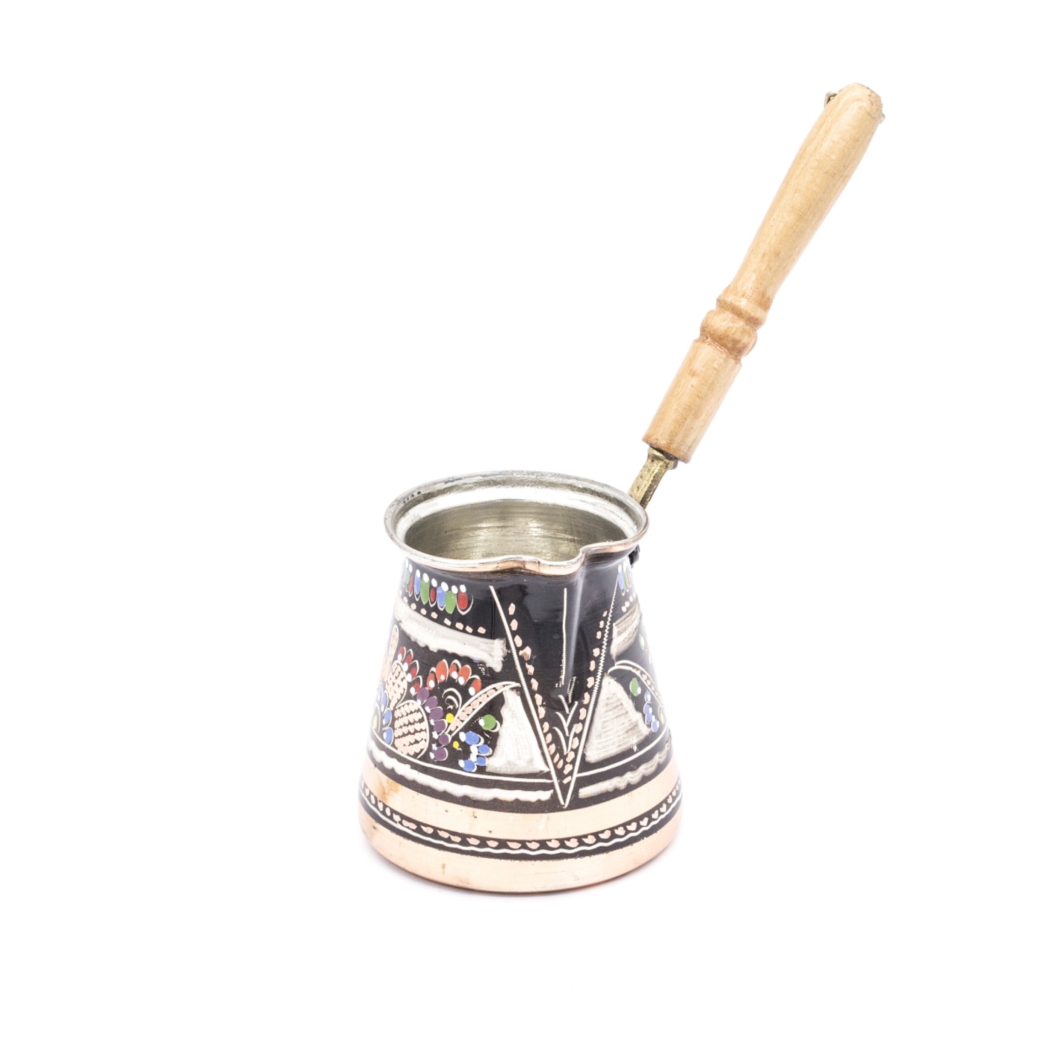 Медно джезве с цветна гравюра